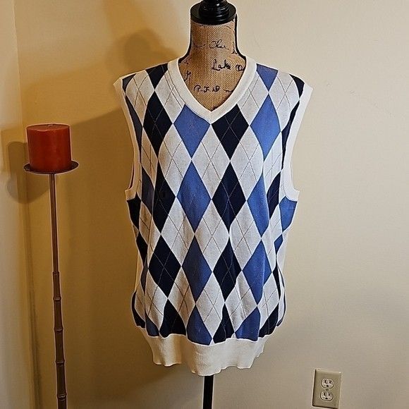 NWOT Men's Saddlebred blue and cream vest size Medium - Picture 1 of 10